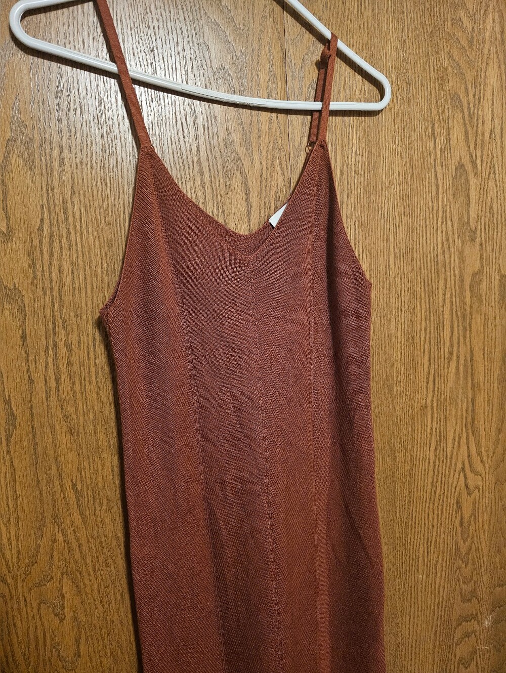 Women’s Rust Brown Knit Maxi Dress Sleeveless Spaghetti Strap Dress